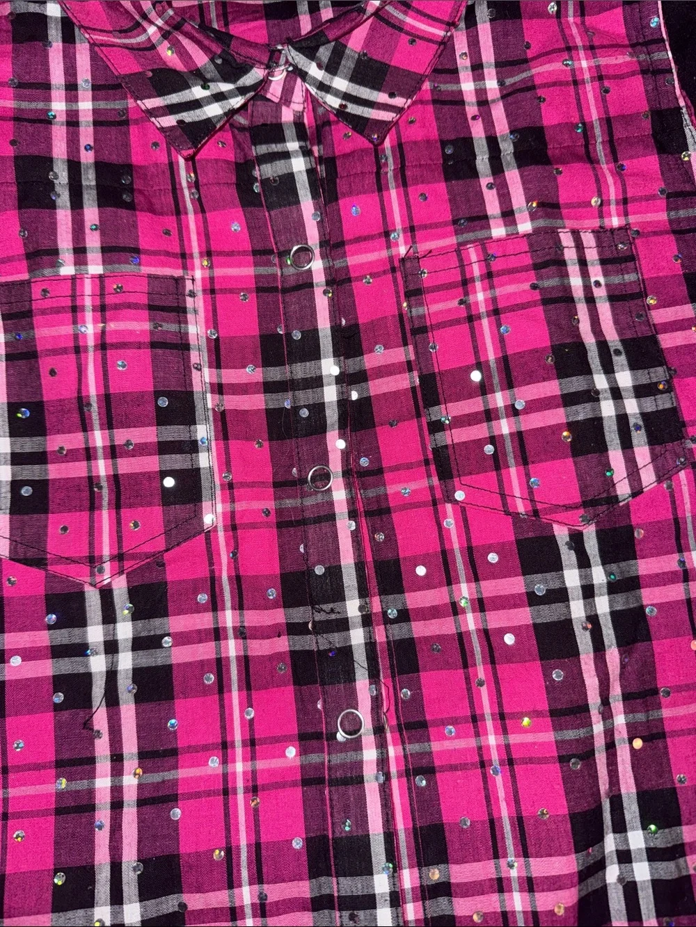 Western Dance Wear Pink Plaid Black Fringe Short Set Jazz Comp Show Costume